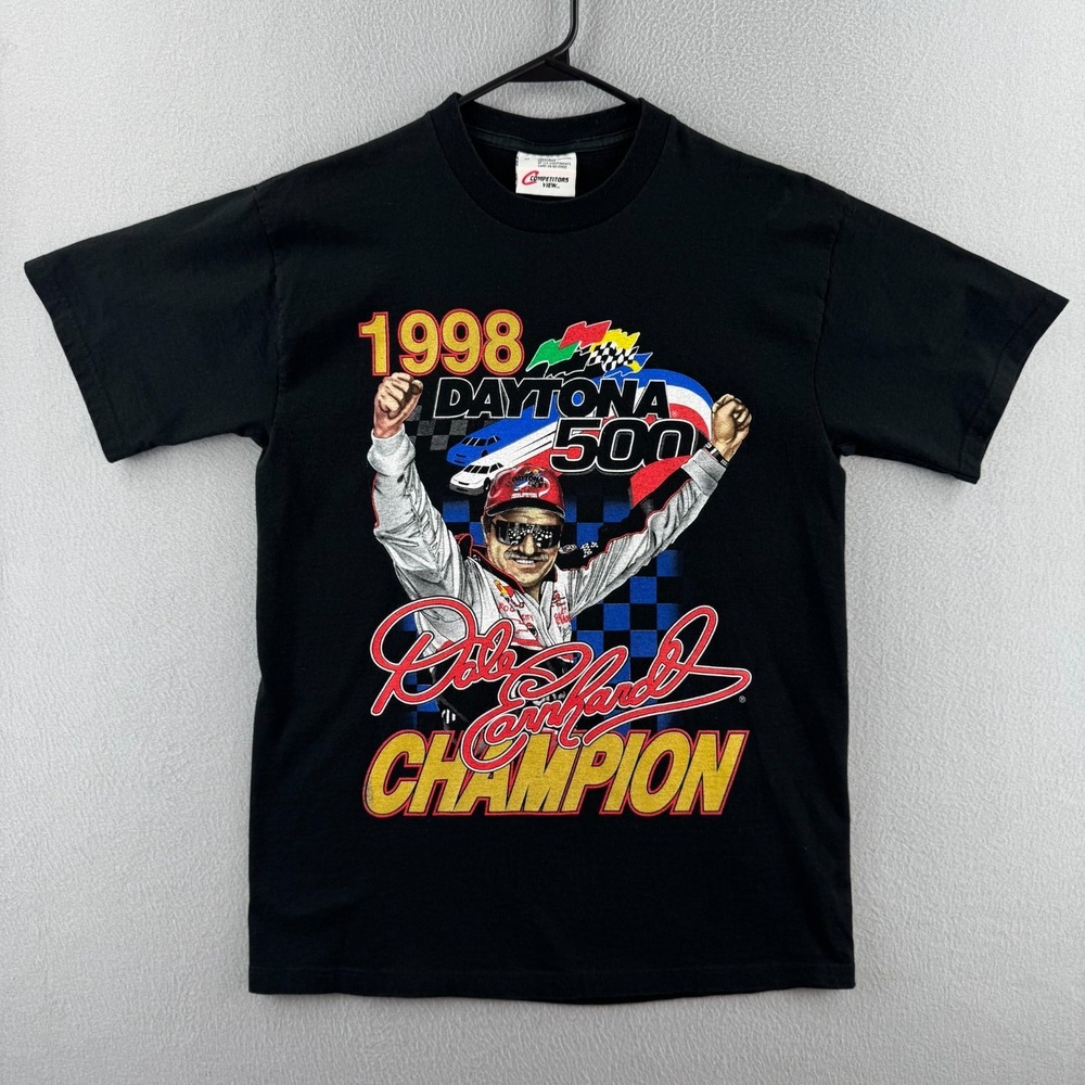 Vintage Dale Earnhardt Shirt Mens Medium Black 90s Daytona 500 Nascar Tee 90s